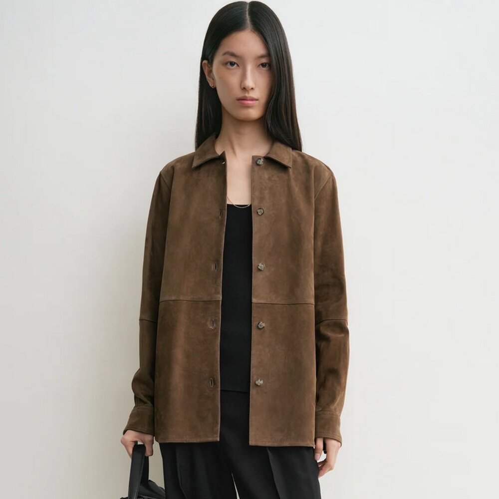 Brand NWT Toteme Soft Suede Shirt Tobacco Size 38/6